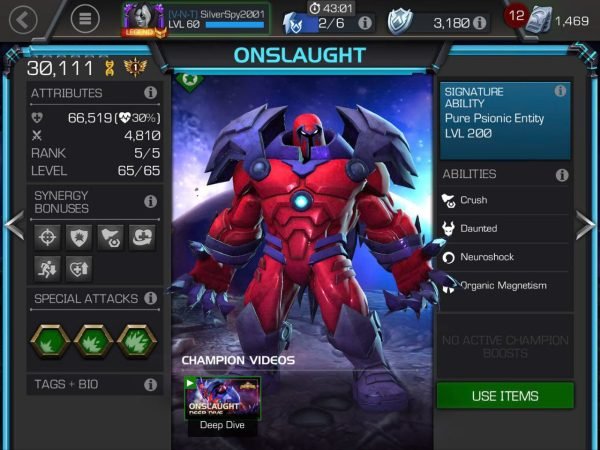 MCOC007 Lv 60 - Rank Valiant - Racting 6M4 - Full Book - ACTIVE BOOSTS - Armorial Masster Aw - X-MAGICA RANK - Image 1