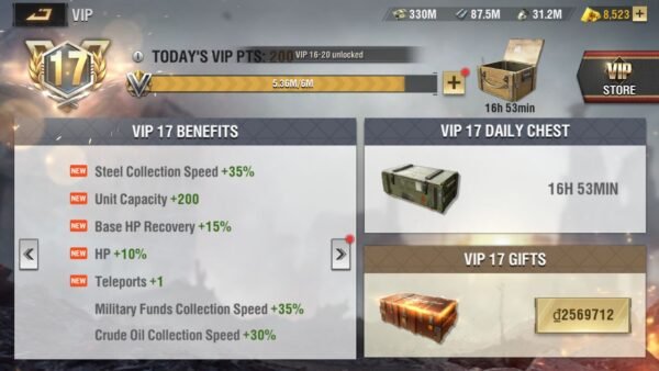 410M - Research modern Tank max - Vip 17 - 27 Max Awakened Officers - 70 Migrate Command ( Server 45 to Server 50 )- 8 Modern Untis- 4 Units 9.1 - Image 1