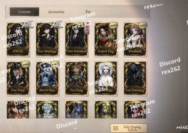 Identity V | Level 128 | 311 Costumes | 60 Accessories | 12 Pets | Persona 5 Exclusive Skins | Limited Edition Items | 23792 Room Points | JOKER PERSONA 5 - Image 1
