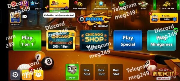 8BP | Level 264 | Grand Sovereign | 151.52B Winnings | 17.3B Coins | 75+ Rings (Berlin 33x, Moscow, Tokyo) | 200+ Cues | VIP 51 | 11K+ Collection Power - Image 1